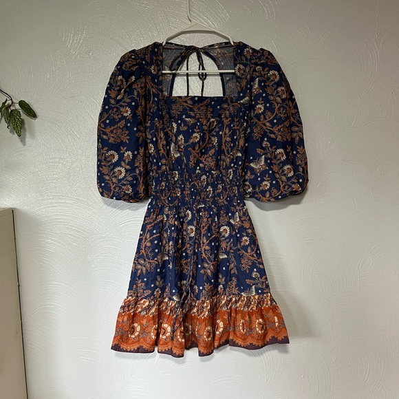 House of Harlow Nastassia Dress Puff Sleeve Mini Square Neck Smocked Waist XS - Picture 2 of 8